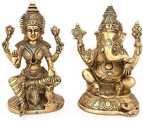 Ashtdhatu Laxmi Ganesh - Lakshmi Ganesha idol